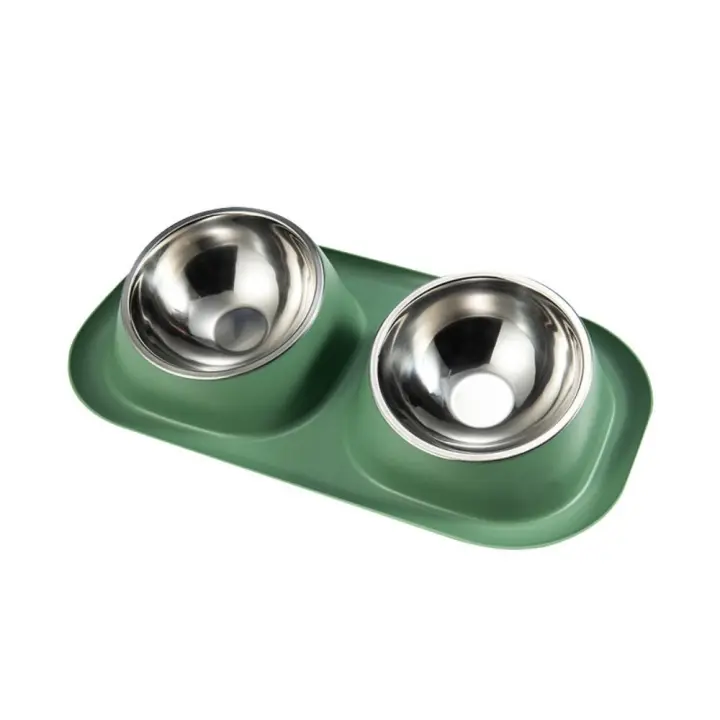 Tazón de Alimentación de Mascotas de Acero Inoxidable Accesorios de Mascota Dobles - 1