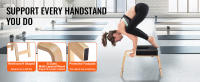 SucceBuy Banco de yoga para cabeza, capacidad de 300 libras, silla de inversión para yoga, entrenador de cabeza, marco de madera y almohadilla de PU, taburete de entrenamiento de equilibrio, alivia la fatiga, negro - details 2