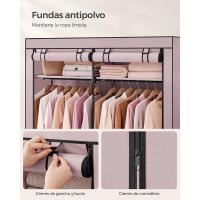 Armario de Tela Portátil Barras para Colgar, Perchero, Plegable, Guardarropa para Dormitorio, Estudio 140 x 43 x 174 cm, Gris RYG02GY - details 39