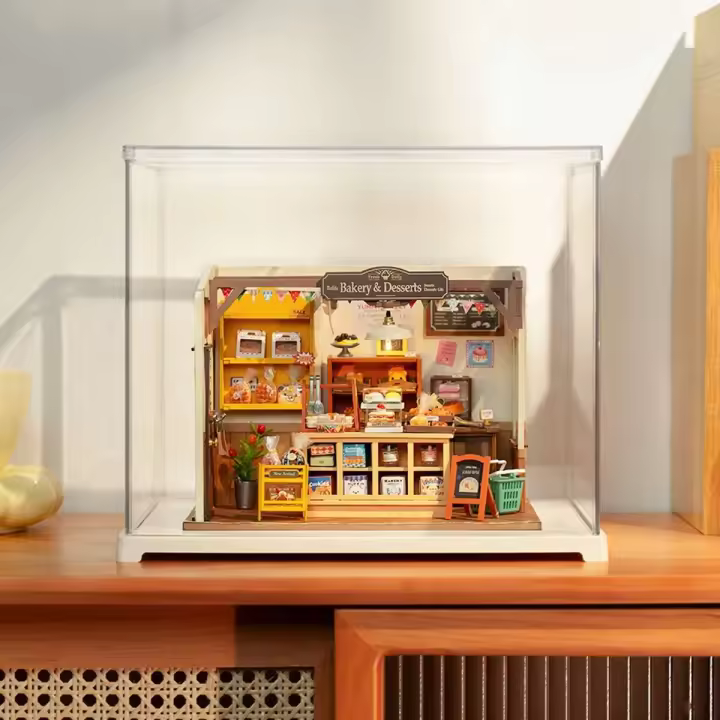 Robotime Rolife DIY casa en miniatura caja de habitación hecha a mano cabaña cubierta antipolvo modelo decoración del hogar fácil de montar - 1