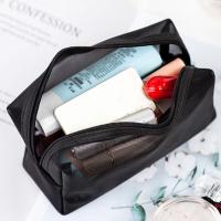 Bolsa de maquillaje de malla negra transparente para mujer, bolsa de cosméticos pequeña y grande, bolsas de almacenamiento portátiles, artículos de tocador de viaje, bolsa organizadora de toallas - details 5