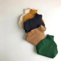 Suéteres de invierno para niños y niñas, jersey corto a cuadros liso, prendas de punto de cuello alto, ropa para niños - details 1
