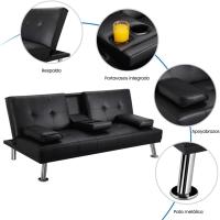 Sofá Cama Plegable de Poliéster 2 Plazas Soporte de Botella 167 X94 cm Max Capacidad 350 KG Gris - details 43