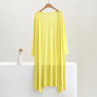 Modal Largo Cardigan Suéter de Algodón para Mujeres Abrigo Casual de Colores 12 - details 7