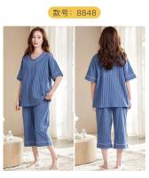 Conjunto de pijama de dibujos animados para mujer, pijama informal con cuello redondo, pantalones cortos y pantalones cortos, 100% algodón, verano, M-5XL - details 21