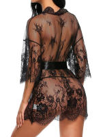 Camisón transparente con cuello en V para mujer, lencería Sexy porno, picardías de encaje, ropa de dormir erótica, bata, Tanga, disfraz - details 13