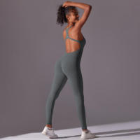 Body de Yoga de una pieza, conjunto de pantalones sin costuras, levantamiento de glúteos, Espalda descubierta, ropa sin mangas - details 23