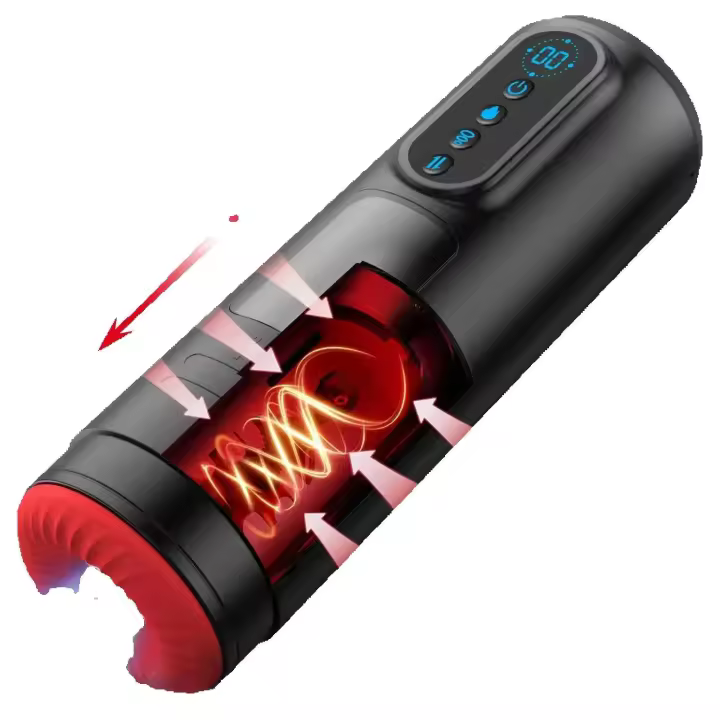 Leten pantalla LCD masturbador masculino de succión automática vibradores de empuje de calefacción bolsillo coño Stroker Blowiob juguetes sexuales para adultos 18 - 1