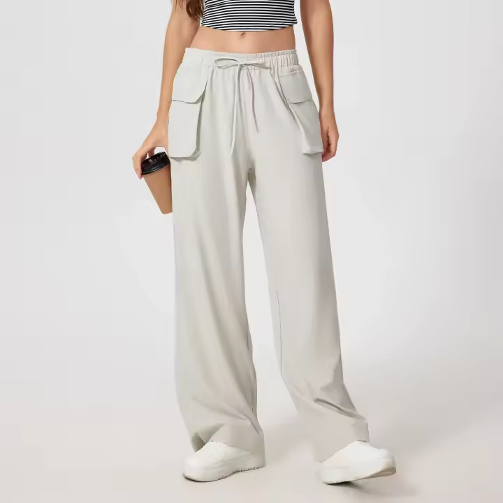 Pantalones de chándal ligeros de secado rápido para correr al aire libre, pantalones sueltos para gimnasio, entrenamiento, Yoga, ropa de trabajo recta para exteriores, pantalones casuales para mujer - 1