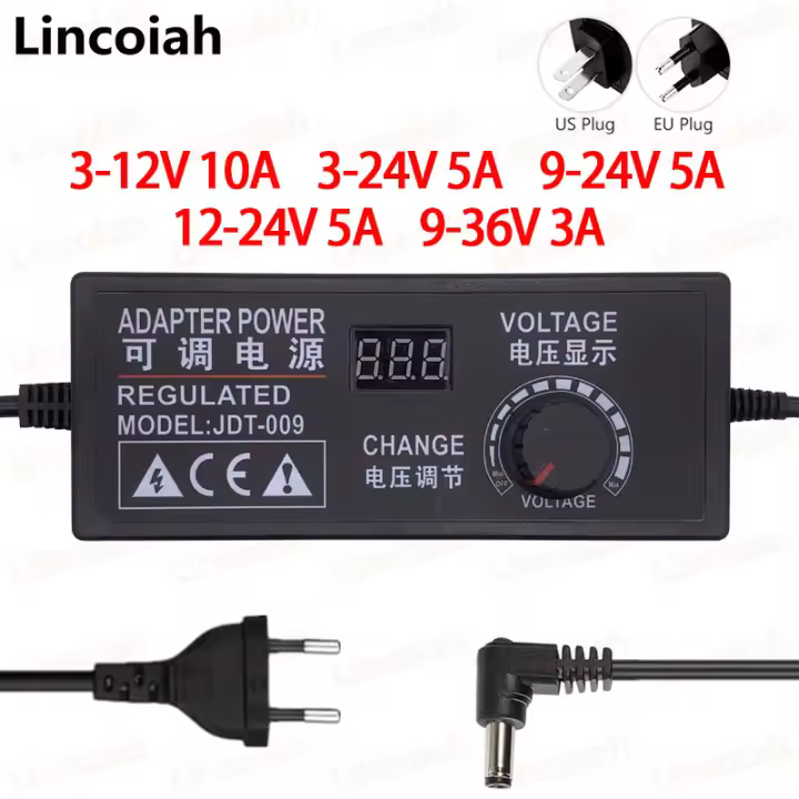Adaptador Universal con pantalla de visualización, fuente de alimentación regulada, CA a CC, 3V-12V, 9V-24V, 12V-24V, 5A, 10A - 1