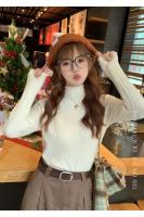 2025 suéteres de cuello alto fruncidos para mujer Otoño Invierno Jersey cálido Tops ajustados suéter de punto Jersey suave para mujer - details 4