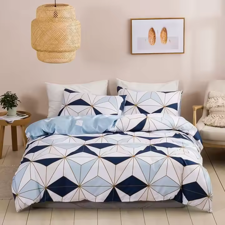 Juego de Ropa de Cama de Duvet de Tamaño Rey Impresión Geométrica Suave y Cómodo - 1