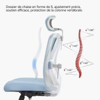 Silla de escritorio para computadora con reposacabezas ajustable y soporte lumbar, respaldo alto, silla ejecutiva giratoria para oficina en casa (azul claro) - details 6