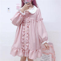 Lencería Lolita para mujer estilo Haruku japonés con volantes y mangas largas vestido de muñeca informal con cintura imperio talla - details 20
