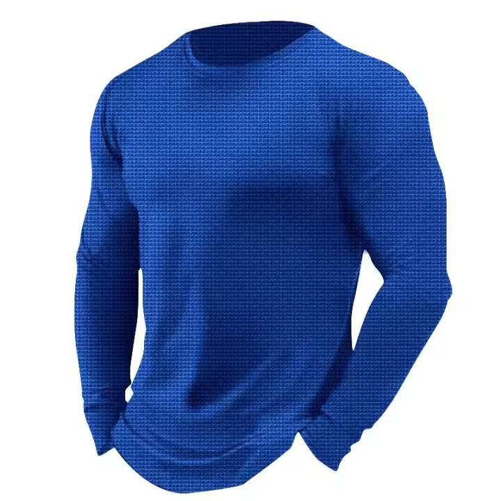 Camiseta deportiva informal de manga larga con cuello redondo para hombre, adecuada para fiestas - 1