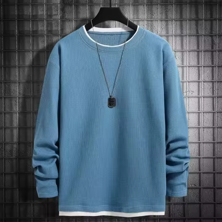Camiseta de Paleta de Moda Casual para Hombres Primavera-Otoño 2024 Cuello Redondo Cuello Alto - 1