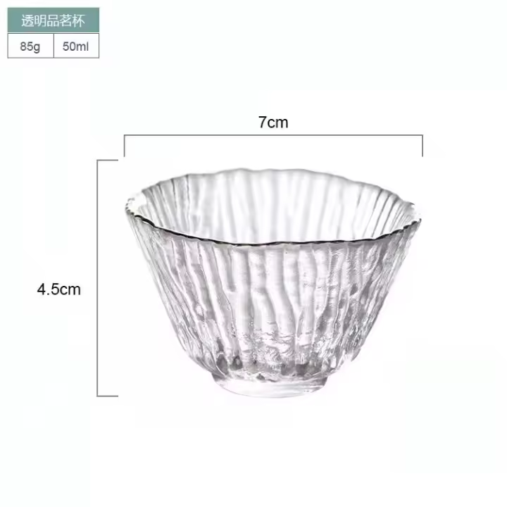 Juego de Kung Fu de vidrio de estilo chino, taza de feria engrosada con nodo de bambú, cuenco con tapa, caja de regalo para juego de té - 1