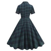 2025 nuevas mujeres Vintage a cuadros con bolsillo Rockabilly cola fiesta de té 1950s Swing Otoño Invierno vestido de manga corta - details 3