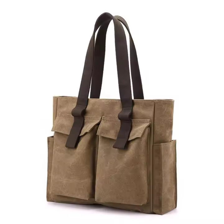 Maletín de lona de alta calidad, bolso de moda para mujer de gran capacidad, bolso de hombro versátil con múltiples bolsillos, bolso de viaje - 1