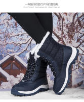 Zapatos de algodón de tubo de invierno, botas largas negras para mujer, botas de nieve cálidas y de forro polar grueso para exteriores, talla grande 42 para mujer - details 13