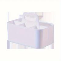 Cesta de almacenamiento de plástico de 5 compartimentos con asa, organizador de escritorio de oficina portátil para bolígrafos, lápices, papelería, colores mezclados - details 6