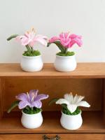 Flores tejidas a mano en maceta de lirio, maceta de flores tejidas de ganchillo delicado, regalo para el día de la madre - details 1