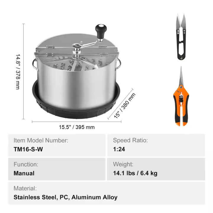 SucceBuy Recortadora manual de hojas de brotes de acero inoxidable con cubierta transparente de PET para plantas hidropónicas, podadoras manuales incluidas - 1