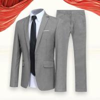 Conjunto de Traje de Negocios Delgado Color Sólido, Cuello Abierto, Traje de Oficina y Boda - details 1
