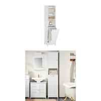 SoBuy Armario de Baño Mueble Baño Auxiliar Organizador con 1 Comportamiento Abierto y 2 Puertas 70 x 35 x 90 cm Blanco BZR121-W ES - details 21
