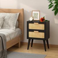 Cajonera, Gabinete de Noche, Mesitas de Noche, mesitas auxiliares, con 2 cajones Decorados de ratán, a Mano, Mesa Auxiliar, para Dormitorio, Salón, Natural DECTG59Y - details 9
