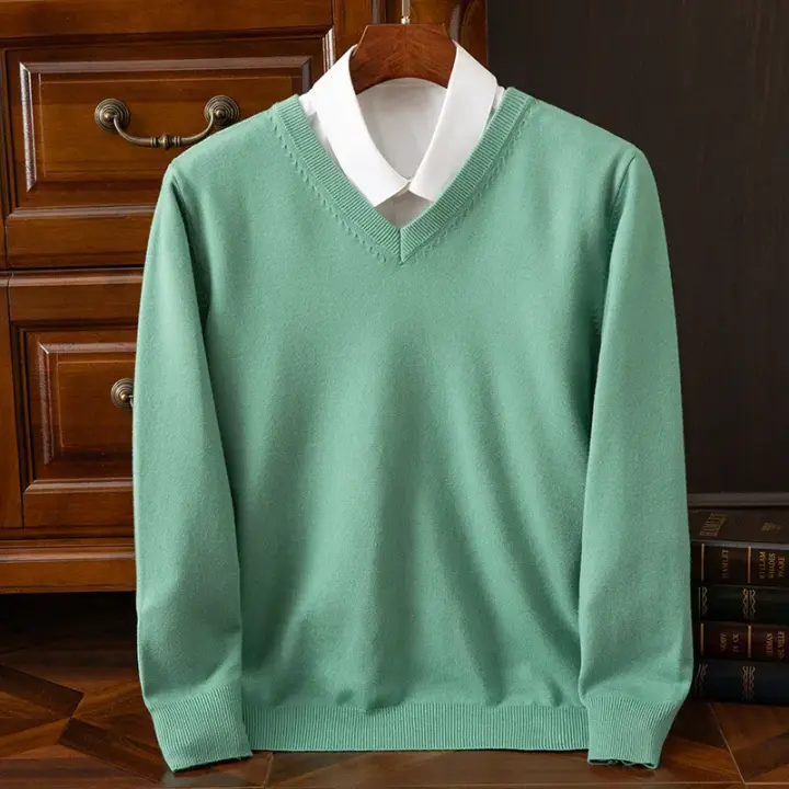 Jersey grueso para Hombre, ropa clásica cálida con cuello en V para otoño e invierno, Jersey para Hombre - 1