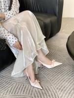 Nuevo temperamento de cabeza puntiaguda de satén, tacones altos, moda para mujer, lazo de perlas, bolsa de tacón fino, sandalias para la cabeza - details 20