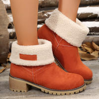 Botas de nieve de gamuza con tacón grueso para otoño e invierno, zapatos de algodón con manga de ocio, Color sólido, novedad de 2024 - details 7
