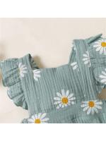 Verano recién nacido bebé niñas de 0 a 18 meses mameluco estampado de girasol sin mangas lindo mono de una pieza para niños - details 9