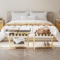 plegable para maleta de bambú con estante de almacenamiento para habitación - details 2