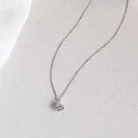 Collar Chapado en plata de ley 925, cadena de clavícula de circonita AAA brillante única versátil para mujer, joyería de boda al por mayor - details 8