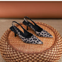 Sandalias de aguja nuevas, sencillas y versátiles, con estampado de leopardo y espalda puntiaguda. - details 30