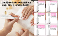 Limas de uñas eléctricas, taladro de uñas profesional recargable con broca de cerámica para uñas de gel acrílico, 15000 RPM, 4 velocidades ajustables, 6 brocas, luz LED, juego de manicura y pedicura para principiantes, mujeres y hombres - details 0