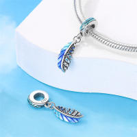 Encantos de Plumas de Plata Esterlina S925 para Mujeres Regalo de Joyería Fina para Cumpleaños Ajustables a Pulseras Originales de 3mm DIY con Zirconia - details 7