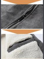 Chaqueta de algodón de línea de PANA con cremallera para hombre, cuello levantado, tendencia de negocios, ocio, a prueba de frío, engrosada, Color sólido, nueva - details 6