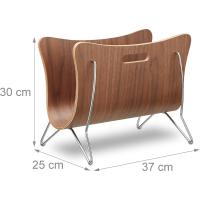 Revistero de Madera, Soporte Revistas, Cesta Periódicos, Diseño Moderno, Metal, 1 Ud, 30 x 37 x 25 cm, Marrón, Tablero de Fibras - details 3
