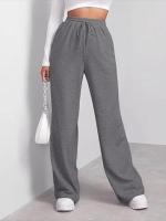 Pantalones de Manga Ancha de Alta Cintura para Mujer Primavera Otoño Pantalones Sueltos de Calidad con Cordón - details 6