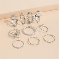 Anillo de Metal con Perla y Flor de Imitación Diseño de Onda Giratoria - details 7