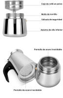 Cafetera de acero inoxidable, cafetera moka italiana, cafetera expreso, cafetera de percolador, utensilios para café con leche para estufa de 100 ml/200 ml/300 ml/450 ml - details 2
