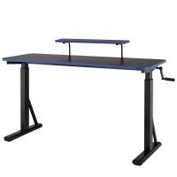 Escritorio de ordenador rectangular para juegos de altura regulable, con estante elevado para colocar el monitor, 140 x 63,5 x 109-126 cm, color rojo - details 9
