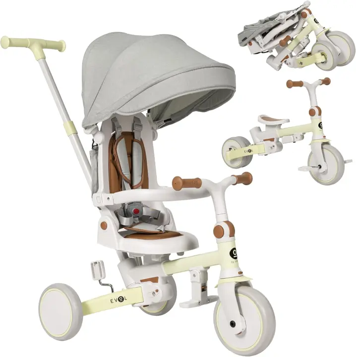 Triciclo Evolutivo de Bebé 5 en 1 - Bicicleta Niños Desde 1 Año hasta 5 años - De Triciclo a Bicicleta con o sin Pedales – Adaptable y transformable (Evol, Azul) - 1