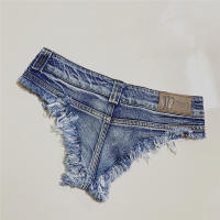 Pantalones cortos de cintura baja Mini pantalones vaqueros calientes baile Tanga Bar pantalones cortos Denim playa Casual señora - details 2