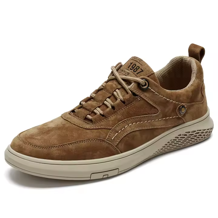 Zapatillas de deporte de cuero para hombre, Zapatos informales para caminar al Aire Libre, Fondo para las cuatro estaciones - 1