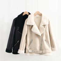 Chaqueta de piel de una pieza con cuello grueso para mujer, abrigo de manga larga con cinturón de cremallera diagonal, ropa de abrigo de invierno, nueva moda - details 5