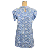 Vestido de verano nuevo para mujer con mangas abullonadas, textura jacquard y cuello redondo. - details 18